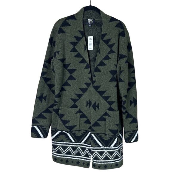 Frye The Cozy Cardigan Sweater Southwest Jacquard Cozy Luxe Yarn SZ Medium NWT - Picture 1 of 8